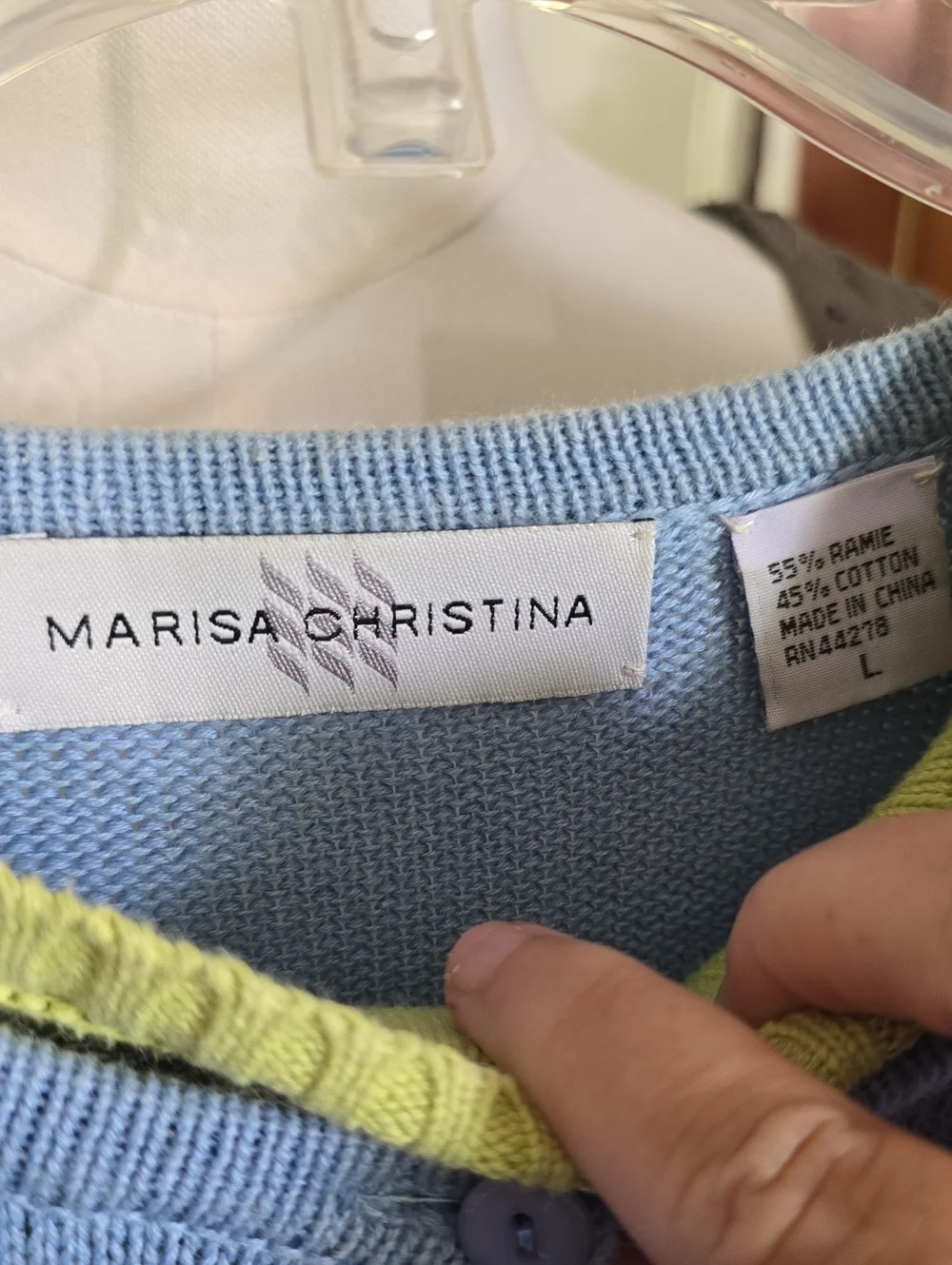 Marisa Christina Vintage Blue & Lime Golf Scene Cardigan Sweater